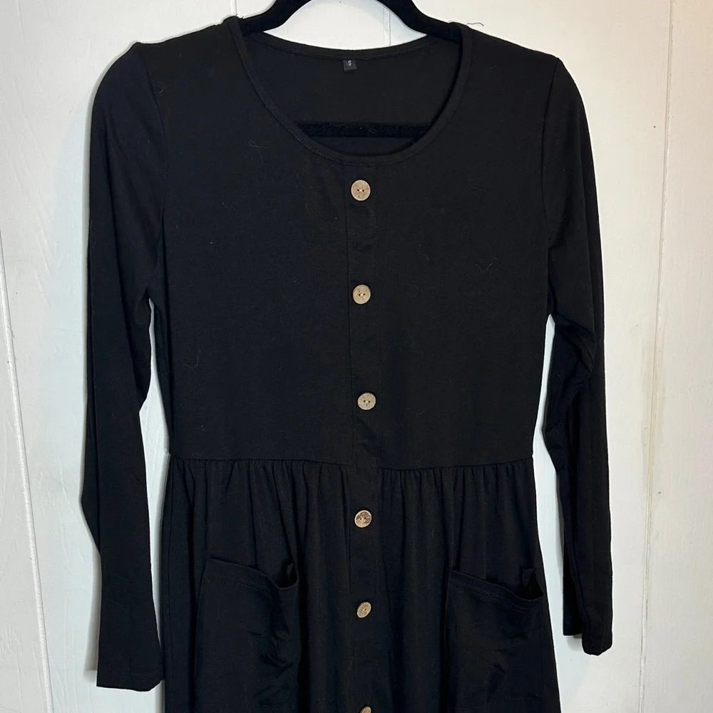 Source Unknown casual Black Buttoned Dress